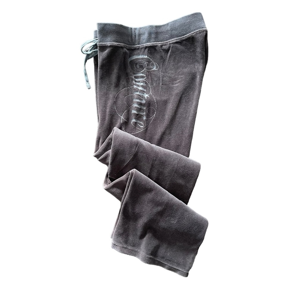 Juicy Couture Black Velour Bottoms Pants Sweats Bootcut Straight Leg Lounge